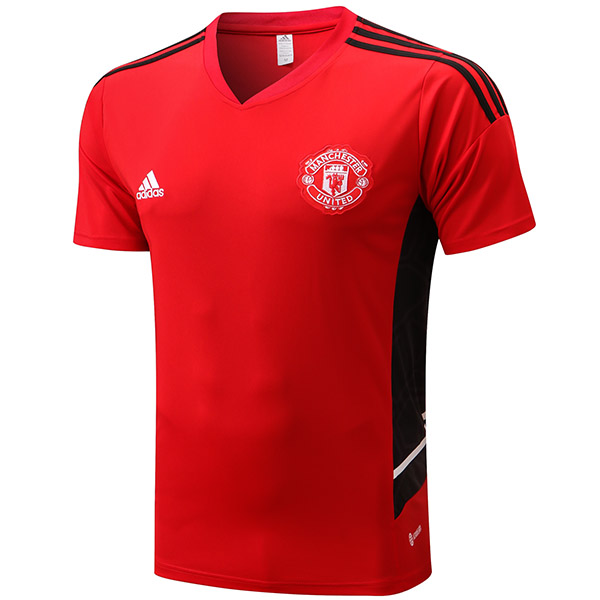 Manchester united training jersey soccer uniform men's shirt football short sleeve sport top t-shirt red 2022-2023